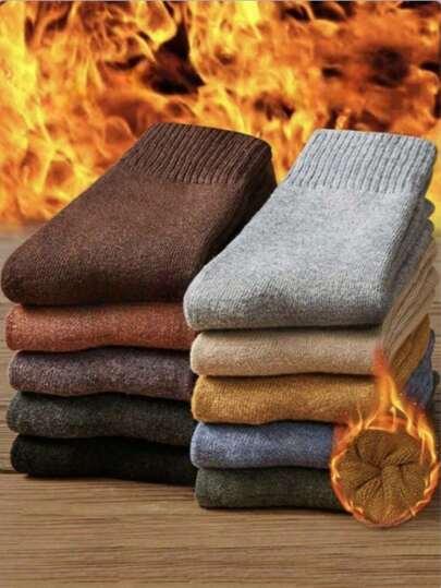 20双装男士加厚羊毛袜，冬季保暖袜，适合滑雪、骑行、户外运动，圣诞节/感恩节/新年礼物，日常穿着舒适，时尚户外跑步袜