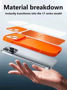 1个新款时尚橙色渐变苹果设计奢华大视野钢化玻璃镜头保护手机壳，兼容 17/17Pro/17ProMax/17Air/16/16Pro/16ProMax/16Plus/15/15Plus/15Pro/15ProMax/14/14Plus/14Pro/14ProMax/13/13Pro/13ProMax/12/12Pro/12ProMax/11/11ProMax，磨砂防摔，金属漆全覆盖高端保护壳 - 彩色 - 查看 3