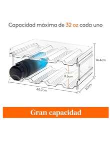 Lifewit Organizador de Botellas Apilable para Armario, Frigorífico, Despensa - Portabotellas de Plástico para Almacenar en Encimera, Armario, Oficina - Pack de 2, Cada Bandeja Admite 4 Recipientes - Transparente - Ver 5