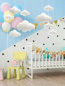 1件白色云朵装饰，适用于婚礼、生日、派对背景，营造房间氛围，适合DIY派对、主题派对，室内天花板悬挂装饰，家居装饰 - 彩色 - 查看 7