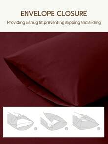 2/3件套纯色床笠，9.85英寸/25厘米深口袋床垫保护套，床垫罩，柔软透气，适用于各种尺寸的床——单人床、双人床、特大号床、大号床，可机洗，通过Oeko-Tex认证，深红色 - 酒紅色 - 查看 7