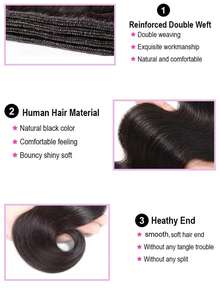 Straight & Straight And Bouncy Curls & Body Wave Human Hair Bundles Human Hair Unprocessed Virgin Double Weft Bundles For Women Human Hair Quick Weave Natural Black - Natural Black - View 4