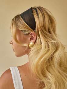 1pc Black Mesh Wide-Brim Headband, Elegant Retro Women Hair Accessory, Hair Band, Hair Hoop - Multicolor - View 2