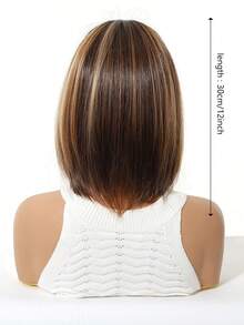 12-Inch Multicolor Short Bob Wig With Bangs Is An Elegant And Fashionable Women's Wig. It Is A Heat-Resistant Synthetic Woven Wig Suitable For Festivals, Travels, Costume Parties, Family Gatherings, Role-Playing Actors, Weddings, And Daily Wear. It Is A Festival Gift For Women - 彩色 - 查看 6
