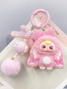 男女通用成人可爱大耳朵3D钥匙扣，迷你时尚多功能植绒外层实心塑料内层钥匙圈，可爱卡通包包/杯子/汽车挂件，日常/节日/生日礼物配饰