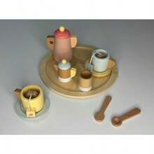 NEW Juego de Té de Madera para s Set de Juego de rol de 10 Piezas con Tetera Tazas Platos y Cucharas Juguete Educativo Infantil para Regalo 2-5 Años 22 cm - como en la foto - Ver 5