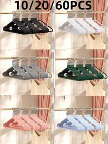 10/60pcs Adult Clothes Hangers, Non-Slip Plastic Coated, Premium Home Closet Garment Organizer Rack - Multicolor - View 1