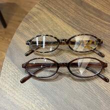 2 Pieces Of Women's Oval Small-Frame Fashion Glasses, Y2K Retro-Style Computer GlassesWomen's Vintage Oval Red Frame Cat-Eye Premium Glasses, Perfect For Square & Round Faces, Slimming & Elegant Effectlentes De Mujer - Họa tiết da báo - Xem 9