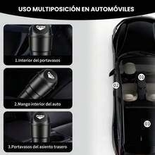 2 piezas bote de basura para carro con 2 rollos bolsas portátil cubo de basura para coche mini cubo de basura para coche con tapa accesorios para auto para mantener el automóvil limpio y ordenado - 300 ml - 19 x 10 x 22,4 cm - Ver 9