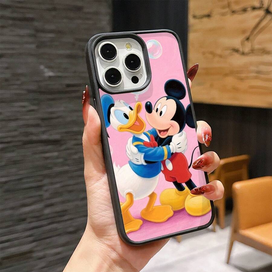 Mickey Mouse Clubhouse Character Patterned Phone Case Featuring A Joyful Design. Mickey Mouse, Minnie Mouse, Donald Duck, Daisy Duck, Goofy Dog, Compatible With IPhone 17, 17 ProMax, 17 Pro, 17 Air, 16, 15, 14, 13, 12 Pro 11 XsMax Xs Xr X And Galaxy Models, With Shockproof Protection And Magnetic Case. A Fun Gift For Disney Fans ,Mickey Fans, Family, Friends, Birthdays, Holidays, And Special Occasions. A Delightful Addition To Your Phone Accessories. - Black - View 1