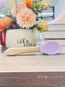 宠物猫罐头食品勺，木柄硅胶幼猫湿粮喂食勺，材质