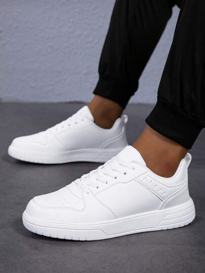 Plus Size Men's Non-Slip Durable Sports Shoes, Casual Sneakers, Fashion Versatile White Shoes, Casual Trainers