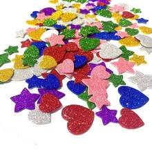 150pcs Glitter Foam Stickers - Self-Adhesive Multi-Color Stars And Mini Hearts, Shiny Vinyl Craft Supplies For Cards, Home Decor And Art Projects, Card Decorations | Vibrant Decorations | Self-Stick Design, Cute Stickers - Multicolor - View 7