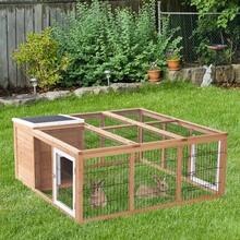 Poulailler pour lapin en bois, cage pour lapin résistante au froid avec toit pliable, parc extérieur 123X120X52 cm, enclos pour petits animaux, lapins, cage pour lapin pour intérieur et extérieur, nature - Natürlich - Übersicht 2