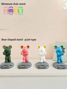 卡通熊手机支架桌面装饰工艺品，可用作生日、儿童节、复活节、万圣节、圣诞节礼物，懒熊造型手机支架桌面摆件 - 彩色 - 查看 8