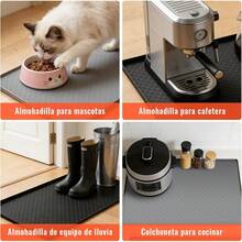 Tapete Escurridor de Trastes para Fregadero de Cocina, Alfombrilla Impermeable de Silicona, Protector para Gabinete y Mueble, Accesorios Prácticos para Cocina y Baño (Negro, 86*56cm)