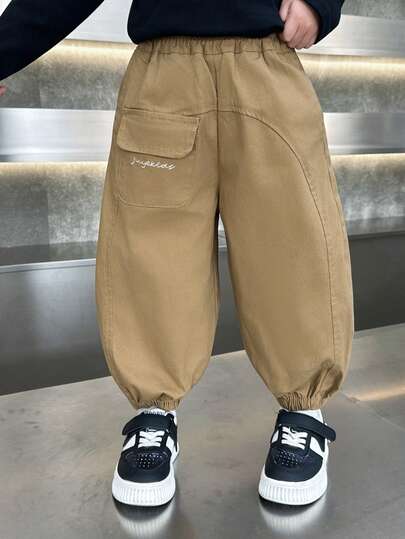 Pantalones holgados y cómodos de algodón con cordón para niños, adecuados para uso casual, escolar y al aire libre, primavera