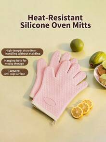 One Silicone Heat-Resistant Glove (Not A Pair), Featuring A Non-Slip Texture And Convenient Hanging Loop, Thickened Heat-Resistant Design For Effective Burn Prevention, Suitable For Various High-Temperature Scenarios Such As Baking, Grilling, Frying, And Microwave Cooking, Fits The Hand Shape, Is Easy To Clean And Heat-Resistant, Making It A Practical Choice For Home Kitchens, Baking Enthusiasts And Restaurant Chefs. - Multicolor - View 9