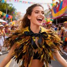 1pc Exaggerated Personalized Multilayer Feather Shawl, Suitable For Carnival, Festival, Party Parade, Stage Performance, Celebration, Cosplay Costume - Multicolor - View 2