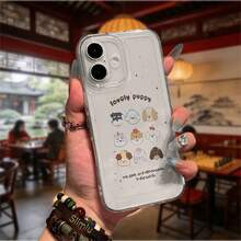 Funda TPU Transparente para Teléfono con Diseño de Perritos Bonitos Lindos Adorables Para el  17 16 15 14 13 12 11 X XS Pro Max 8 7 6 Plus SE caso marco suave - transparente - Ver 3