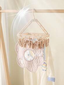 1pc Baby Clothes Hanger, Newborn Socks Drying Rack, Foldable Clothes Hanger With Multiple Clips, Windproof Clothes Rack For Children Wardrobe Storage - Multicolor - View 4