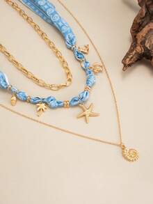 3件套波西米亚风贝壳海龟吊坠丝巾项链，优雅时尚，适合度假、休闲、派对、约会、女士节日生日等场合，百搭饰品礼品。 - 項鍊 - 查看 7