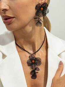 1件/2件套波西米亚风3D几何银杏叶项链耳环套装，优雅时尚，适合日常、派对、度假、情侣约会，女士节日百搭珠宝礼品 - 花 - 查看 12