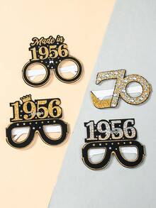 6个黑色金色70岁生日派对纸质眼镜，复古70岁生日派对拍照道具，70岁生日派对用品，生日快乐派对眼镜，1956年生日庆祝活动，派对配件，黑色金色70岁生日派对装饰，生日礼物，派对礼品 - 70th - 查看 10