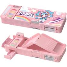 Estuche de lápices emergente multifunción para niñas y niños, lindo estuche de bolígrafos organizador de papelería, sacapuntas, agenda, pizarra, artículos escolares, mejores regalos para - Rosa (Rosa Nuevo) - Ver 8