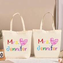 NAZENTI Custom Teacher Tote Bag, Personalized Teacher Appreciation Gifts Canvas Tote Bag, Teachers Women - Design 4 - 查看 6