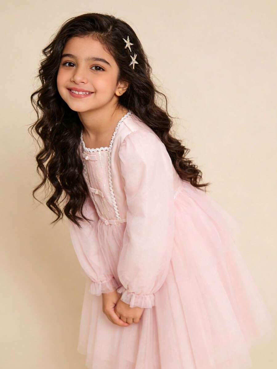 Balabala 2025新款女童薄纱公主派对礼服，优雅