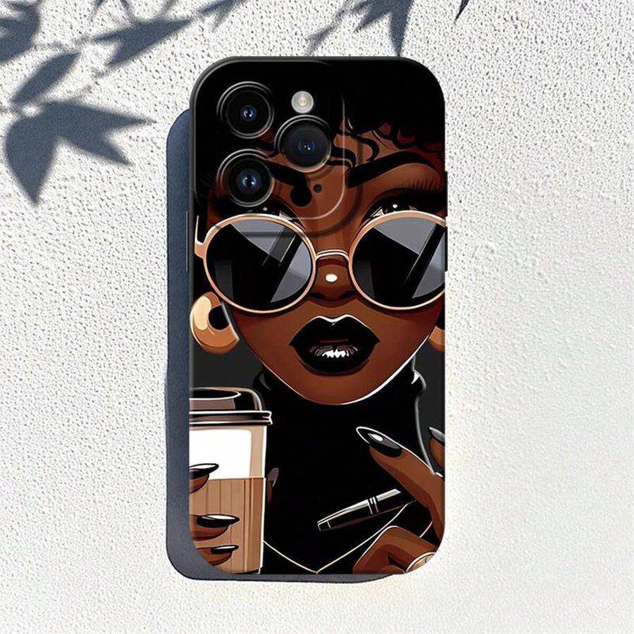 Beautiful Woman Pattern Phone Case , Soft Silicone, Fully Protected And Shockproof Cover For IPhone 17 16 15 Pro Max 14 13 12 11 X Plus Sitka Cool Air - màu đen - Xem 1