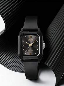 Casio 卡西欧女士方形腕表，时尚简约设计，经典模拟表盘带日期显示，石英机芯。这款女士腕表融合了日韩风格。黑色表盘。型号：LQ-142-1ADF。新年和圣诞节礼物之选。 - 黑色 - 查看 5