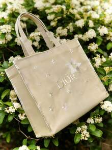 Dior Gold Star Mesh Tote Bag, Large Capacity Women's Luxury Cosmetic Bag, Travel Beauty Organizer Bag Shiny Party Handbag, Women's Gift, Bridesmaid Gift Fashion Designer Women & Girls Toiletry Bag - Champagne - View 6