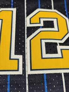 KTYSDE 男士篮球服，12号蓝色条纹复古字母刺绣宽松无袖圆领背心，适合篮球训练、比赛、运动、跑步、健身、街头时尚。 - 藍色 - 查看 4