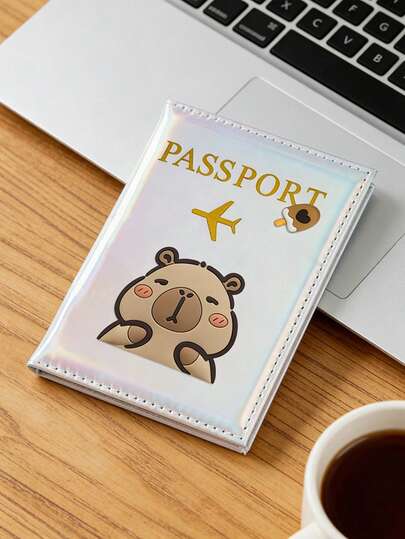 Cute Little Capybara Minimalist Passport Holder,Cartoon Animal Patch Design,Passport Protector, Passport Covers,Convenient Pu Passport Protection Case In, Sweet Style,Faux Leather Passport Holders,Lightweight, Foldable, Portable, Suitable For International Travel, Ideal For Couples,Outings And Vacations, Id Holder,Travel For Back To School, For Girls,Student , Unisex ,Back To School Stuff,Valentine'S Day Gift, Mother'S Day Gift