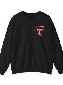 Texas Tech Red  Crewneck Sweatshirt, Unisex College Fan Apparel-2 (2) - màu đen - Xem 1