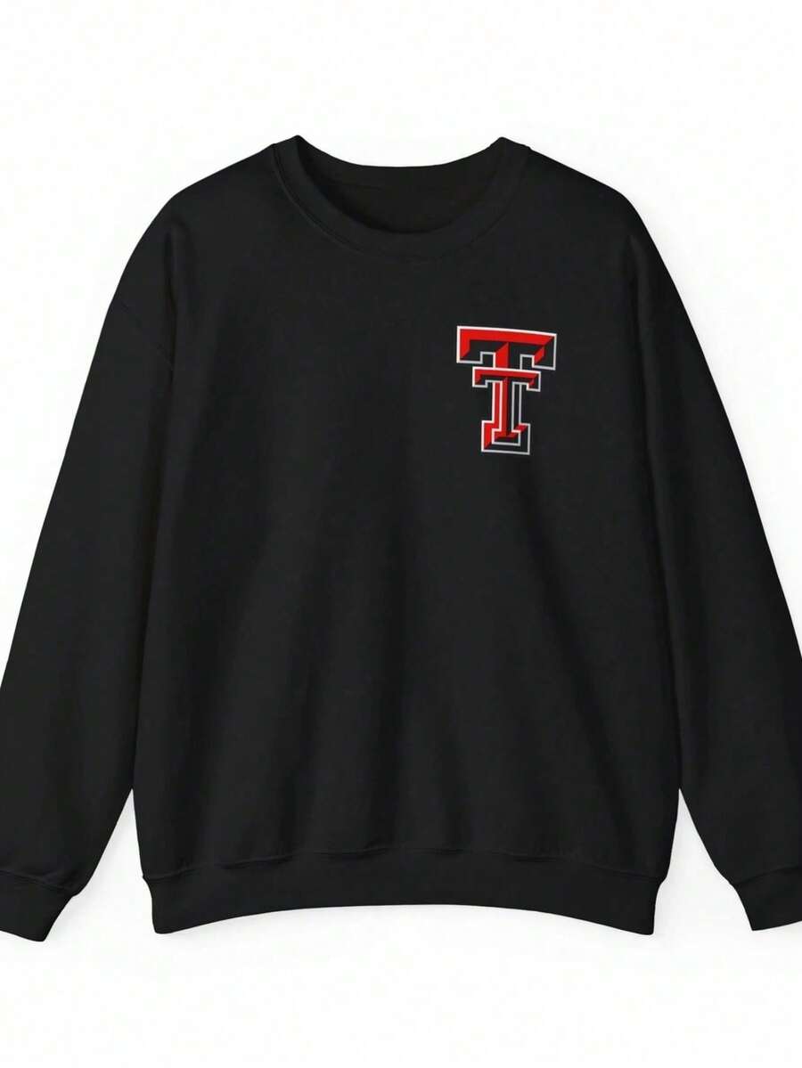 Texas Tech Red  Crewneck Sweatshirt, Unisex College Fan Apparel-2 (2) - màu đen - Xem 1