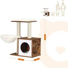 FEANDREA Árbol pequeño para Gatos para Gatitos Torre Moderna para Gatos de Interior condominio para Gatos con Postes rascadores Cojines Lavables extraíbles marrón rústico UPCT122X01 - como en la foto - Ver 6