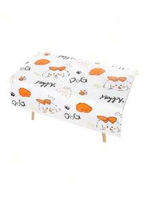 1 pieza Mantel desechable rectangular, mantel impreso a prueba de agua y aceite de PEVA para fiestas/cumpleaños - Patrón de color aleatorio - Ver 4