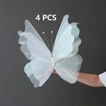 3D渐变雪纺巨型蝴蝶，适合婚礼装饰 - 逼真的人造欧根纱蝴蝶，是派对和户外节日装饰、订婚照背景、情人节/母亲节/毕业礼物、婚礼走道引导蝴蝶的理想之选。蝴蝶采用多层闪亮欧根纱叠加设计，边缘呈波浪状花瓣形状。 - 彩色 - 查看 21