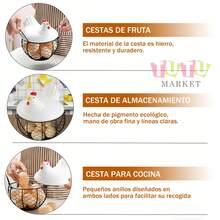 Cesta De Huevos Para El Hogar Y La Cocina, Cesta De Almacenamiento De PláStico Con Tapa, Cesta De Almacenamiento De Hierro Para Verduras, Cesta De Almacenamiento Para Frutas Y Verduras, Cesta De Metal - Blanco - Ver 4
