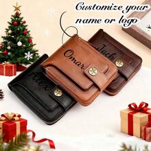 Personalized Christmas Men's Custom Wallet With Engraved Name And Logo - Retro Style Faux Leather Perfect As A Birthday Anniversary Father's Day Boyfriend Gift For Men Mini Wallet Men Wallet Leather Small Wallet - Multicolor - View 1