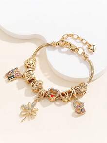 1件装不锈钢天鹅爱情吊坠手链（女士款）