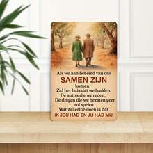 1pc Dutch Love Quote Metal Sign Suitable For Husband - Vintage Dutch Phrase Iron Wall Art With Couple Scene, Romantic Anniversary & Valentine's Gift, Easy Install For Home, Cafe, - Dutch Love Quotes For Husband - White - View 3