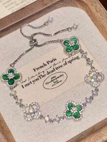 1pc Luxury Zirconia Flower Delicate New Bracelet, Versatile Adjustable Handchain, High-End Accessory - Flower Bracelet - View 17