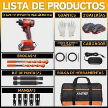 Llave De Impacto Inalámbrica Eléctrica Pistola Taladro Impacto Destornillador Con 2 Baterías Recargable - Naranja - Ver 2