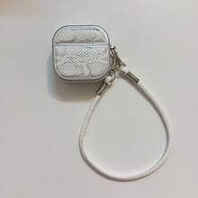 Retro High-End Magnetic Leather Texture Earphone Case With Lanyard, Embossed Snake Skin Pattern In Black & White, Suitable For AirPods Pro 2, Cute & Minimalist Design For AirPods 3/4, 1st/2nd Gen - Multicolor - View 6