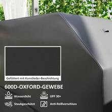 BBQ Grill Cover, Weatherproof Gas Grill Cover With  Fasteners, 600D Oxford Fabric, Black, 147 X 61 X 122 Cm - Black - View 5