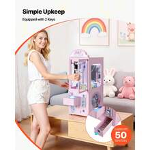 Claw Crane Machine, Medium-Sized Arcade Game Machine With Light & Sound, Adjustable Steel Claws, Precise Toy Candy Grabber Prize Dispenser Vending Toy, For Commercial Home Parties Cinema, Pink - Pink Claw Clip Style - View 6